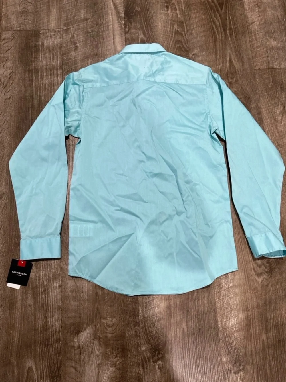 Van Heusen Dress Shirt and Clip Tie Set aqua/ light blue Boys size Large 14-16.